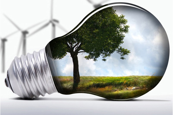 Ilustração colorida simbolizando a necessidade de economizar energia e investir em fontes alternativas.